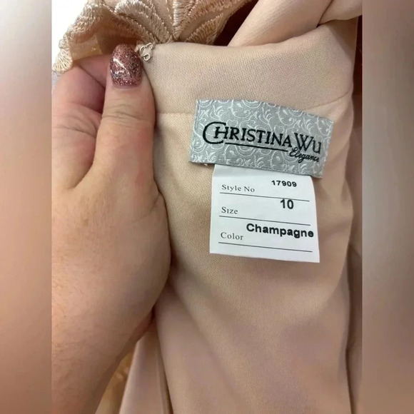NWT Champagne (more of a nude or peach color) Christina Wu Wedding Gown - Picture 9 of 9